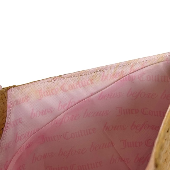 Juicy Couture Straw Tote Bag Round Handles Natural Pink - Picture 9 of 16